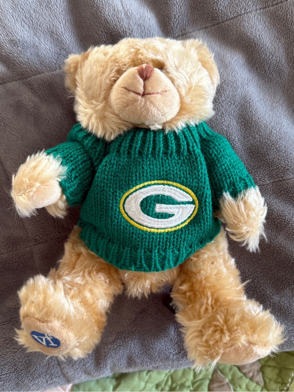New vintage NFL Green Bay Packers Pro Shop Plush Bear 9” knit sweater logo crest